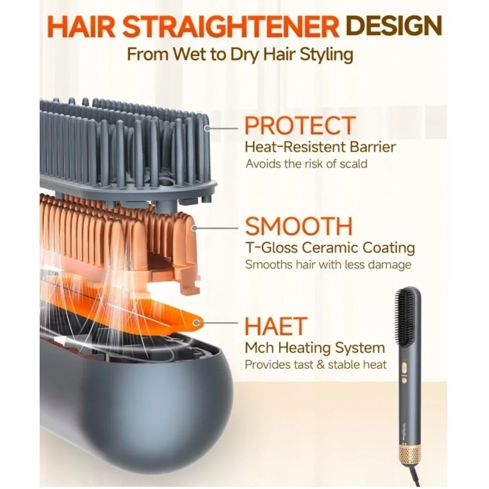Hair Dryer Brush 6 in 1 Air Styling & Drying Multi-Styler Auto-Wrap Curlers #AM9
